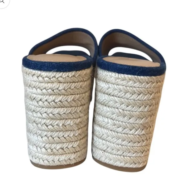 Veronica Beard Denim Wedge Espadrille Sandals size 6