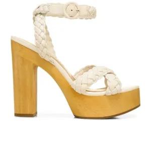Veronica Beard Gael White Leather Braided Ankle-Strap Platform Sandals Sz 9 NWOT