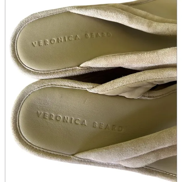 Veronica Beard Geno tan suede platform sandals thong excellent Size 5