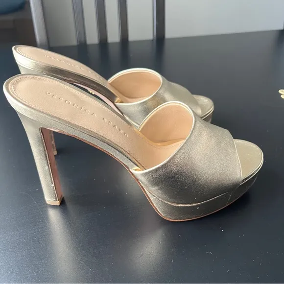 Veronica Beard Gold Platform Sandals