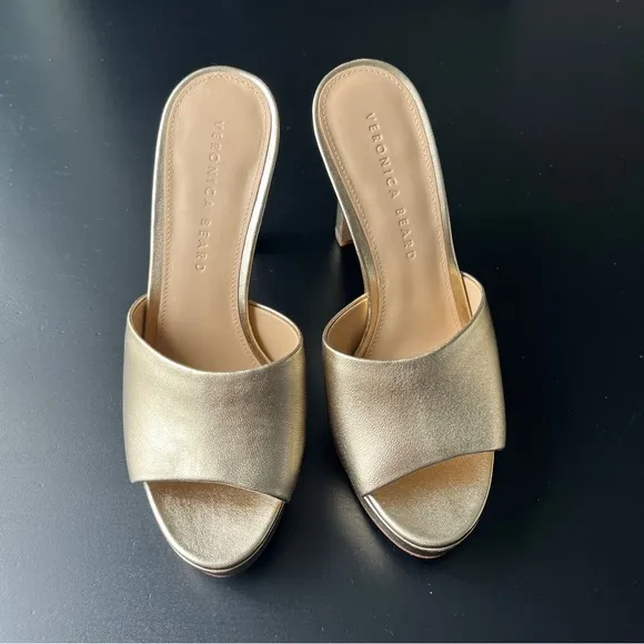Veronica Beard Gold Platform Sandals
