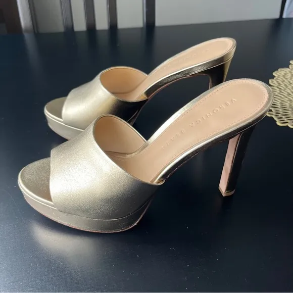 Veronica Beard Gold Platform Sandals