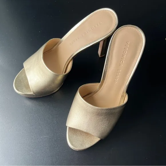 Veronica Beard Gold Platform Sandals