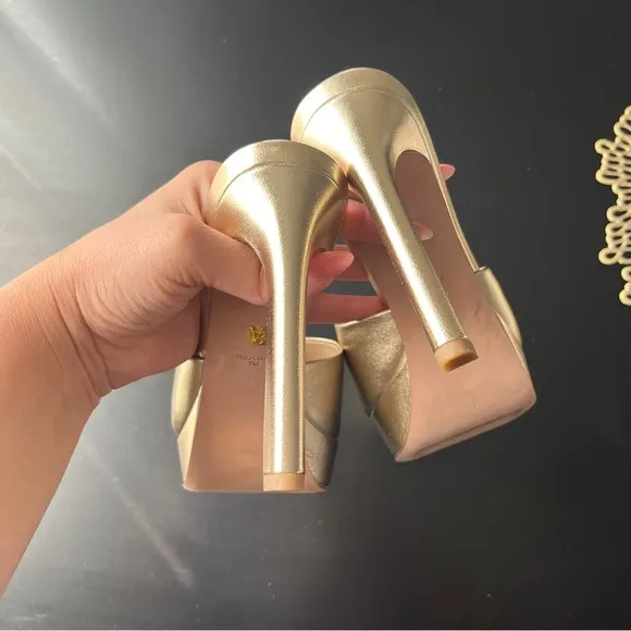 Veronica Beard Gold Platform Sandals