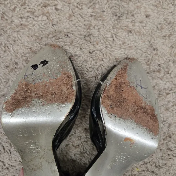 Versus versace black and Silver Peep-Toe Heels size 40