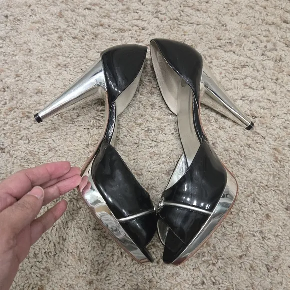 Versus versace black and Silver Peep-Toe Heels size 40