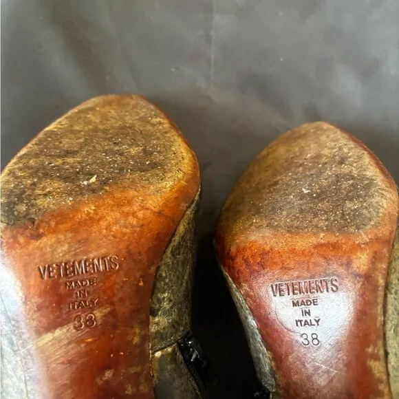Vetements Gypsy Ankle Boot with Blue Highlighter Heel rare runway dress shoes