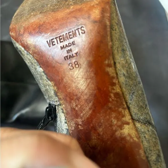Vetements Gypsy Ankle Boot with Blue Highlighter Heel rare runway dress shoes
