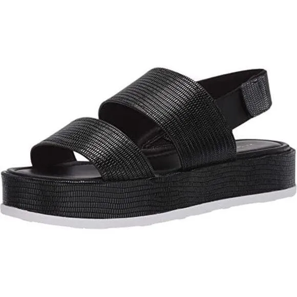 Via Spiga Gabourey2 Women's Black Leather Platform Sandals 8.5