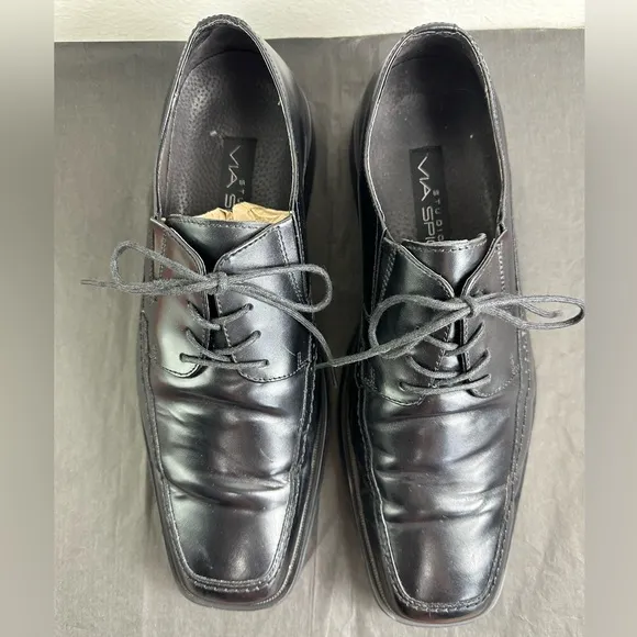 Via Spiga Studio Men's Black Leather Lace Up Dress Shoes, Sz 10