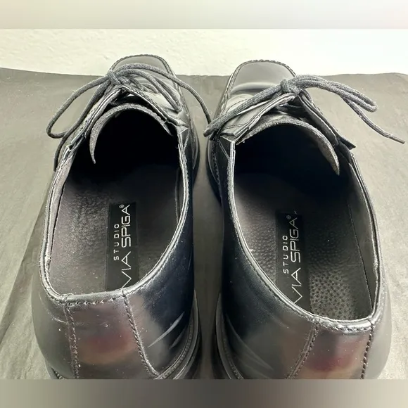 Via Spiga Studio Men's Black Leather Lace Up Dress Shoes, Sz 10