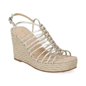 VIA SPIGA Selma Rope &amp; Metallic Leather Platform Wedge Sandals 9