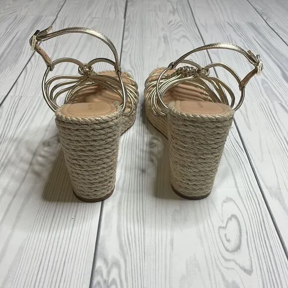 VIA SPIGA Selma Rope &amp; Metallic Leather Platform Wedge Sandals 9