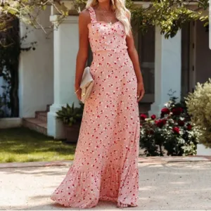 Vici Womens Ruffle Spaghetti Strap Sleeveless Floral Maxi Dress Size Med…