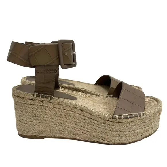 Vince Abby Croc Espadrille Platform Sandals Taupe Summer Bohemian Chic size 9