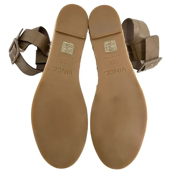Vince Abby Croc Espadrille Platform Sandals Taupe Summer Bohemian Chic size 9