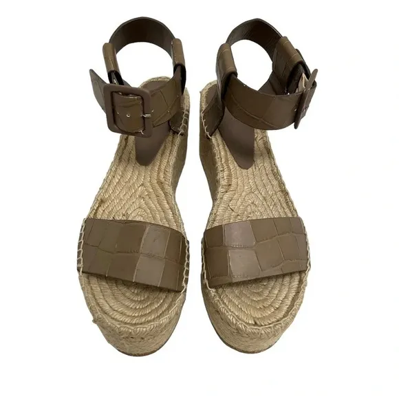 Vince Abby Croc Espadrille Platform Sandals Taupe Summer Bohemian Chic size 9