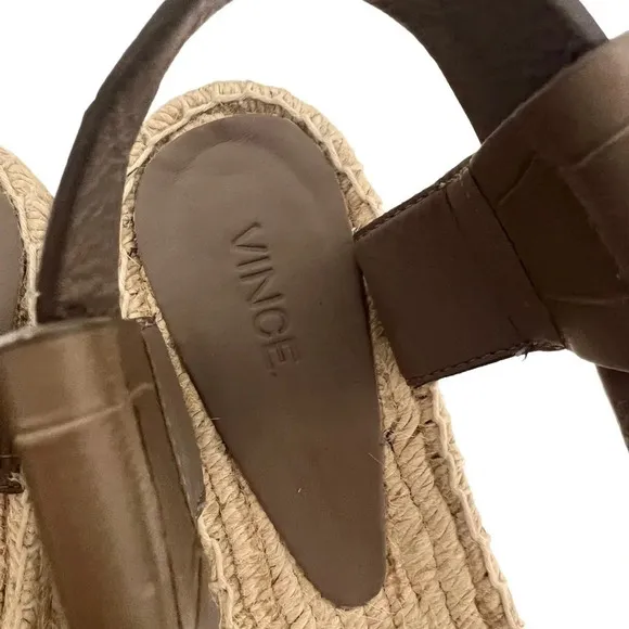 Vince Abby Croc Espadrille Platform Sandals Taupe Summer Bohemian Chic size 9