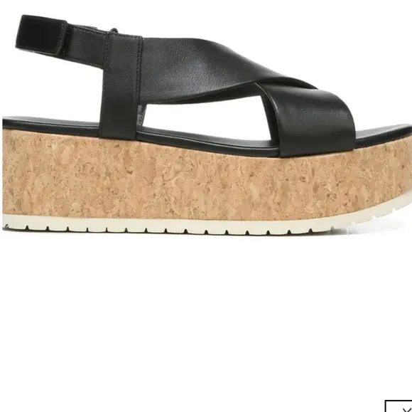 VINCE Black Leather Platform Sandal