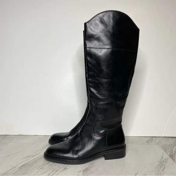 Vince Camuto Alfella Black Leather Riding Boot 10M