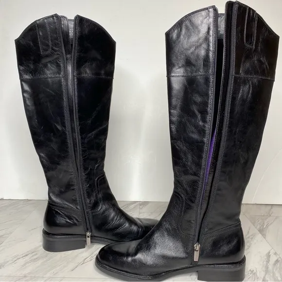 Vince Camuto Alfella Black Leather Riding Boot 10M