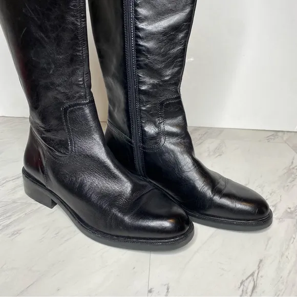 Vince Camuto Alfella Black Leather Riding Boot 10M