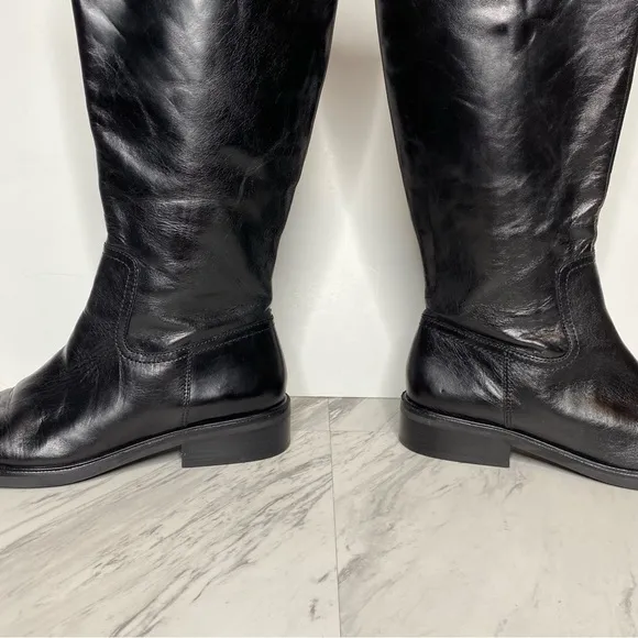 Vince Camuto Alfella Black Leather Riding Boot 10M