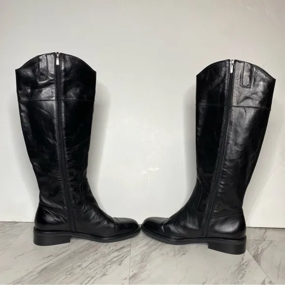 Vince Camuto Alfella Black Leather Riding Boot 10M