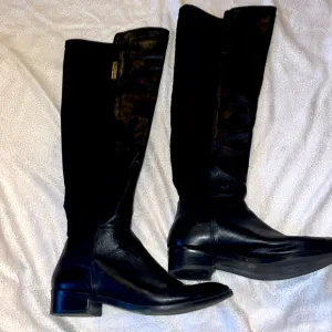 Vince Camuto Black Sleek Over the Knee Boots with Gold Zipper