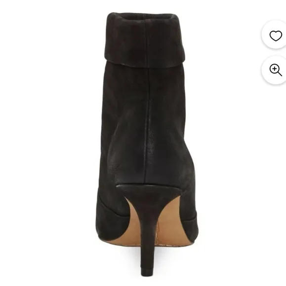 Vince Camuto Black Suede Leather Cuffed Stiletto Ankle Boots Booties Spring Chic
