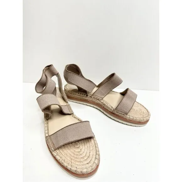 Vince Camuto Espadrille Sandals Womens Tan Size 10 Kolindia Elastic Ankle Strap