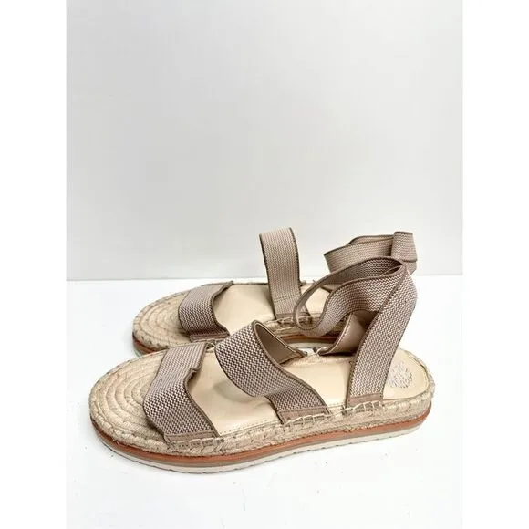 Vince Camuto Espadrille Sandals Womens Tan Size 10 Kolindia Elastic Ankle Strap