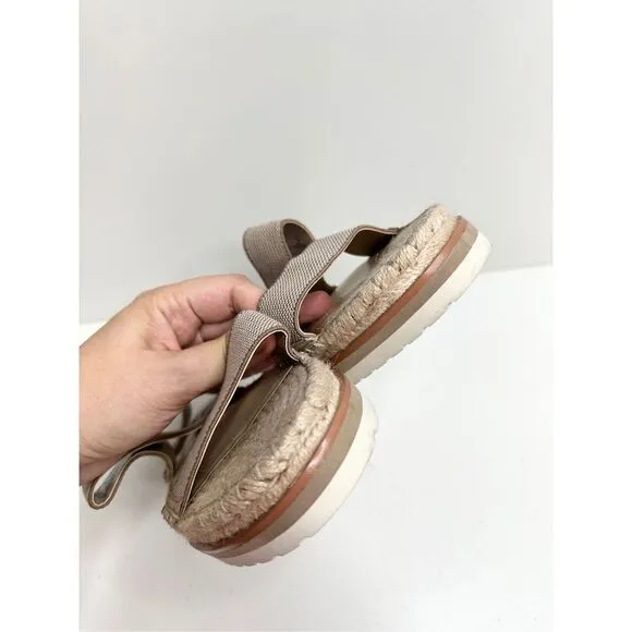 Vince Camuto Espadrille Sandals Womens Tan Size 10 Kolindia Elastic Ankle Strap