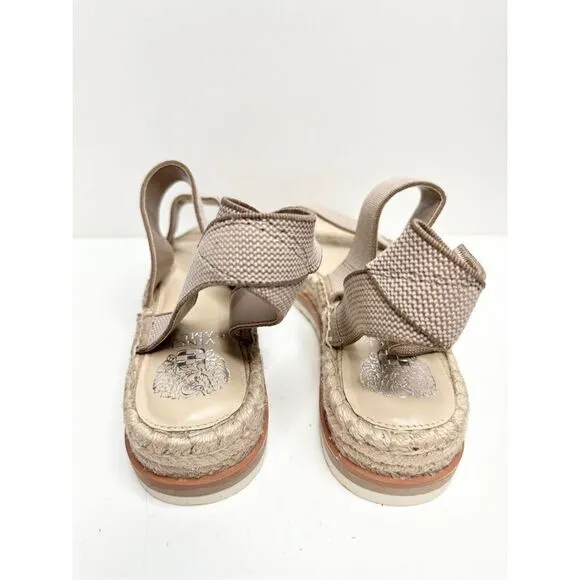 Vince Camuto Espadrille Sandals Womens Tan Size 10 Kolindia Elastic Ankle Strap
