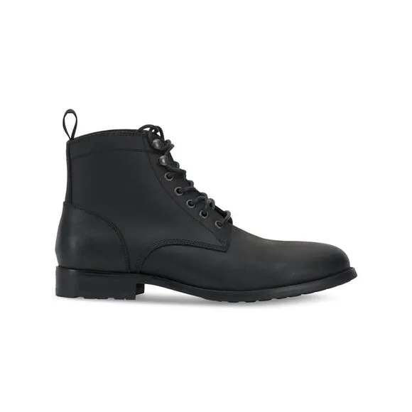 VINCE CAMUTO Mens Black Lannie Toe Block Heel Leather Boots Shoes 11.5 M