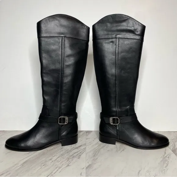 Vince Camuto Ovarlym Black Leather Tall Boot 7 1/2 M