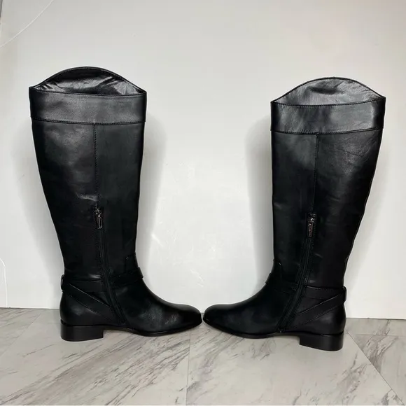 Vince Camuto Ovarlym Black Leather Tall Boot 7 1/2 M
