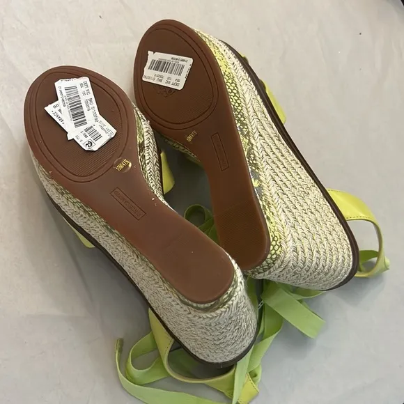 Vince Camuto Pharrah Leather Ankle Tie Espadrille Platform Wedge Sandals
