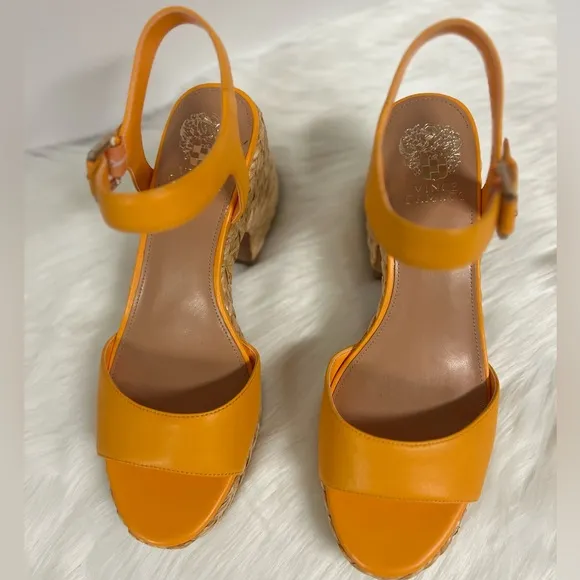 Vince Camuto Ranneli Strappy Espadrille Platform Sandals In Orange Size 10 NWOB