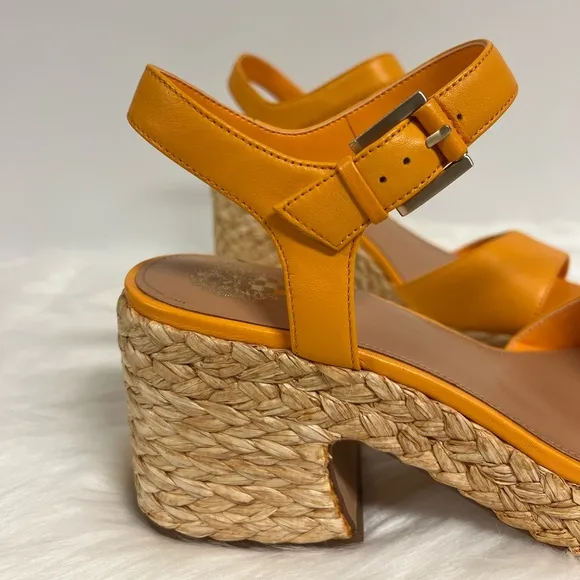 Vince Camuto Ranneli Strappy Espadrille Platform Sandals In Orange Size 10 NWOB