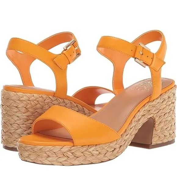 Vince Camuto Ranneli Strappy Espadrille Platform Sandals In Orange Size 10 NWOB