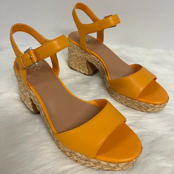 Vince Camuto Ranneli Strappy Espadrille Platform Sandals In Orange Size 10 NWOB