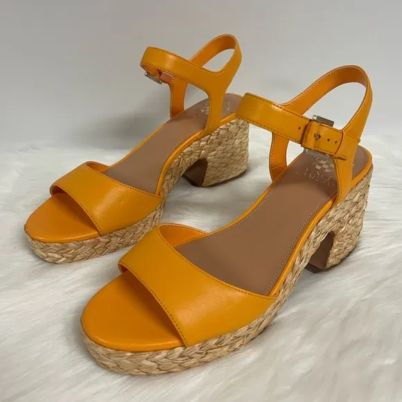 Vince Camuto Ranneli Strappy Espadrille Platform Sandals In Orange Size 10 NWOB