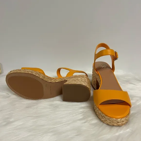 Vince Camuto Ranneli Strappy Espadrille Platform Sandals In Orange Size 10 NWOB
