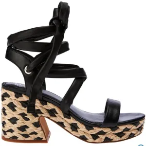 Vince Camuto Roreka Lace Up Espadrille Chunky Block Heels Sandals 8.5 Resort New