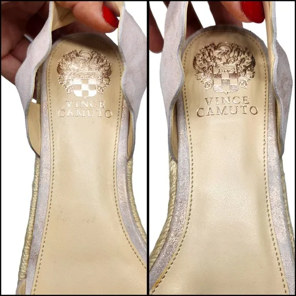 Vince Camuto Shoes 9 Pink Metallic Platform Espadrille Sandals Scallop Ankle