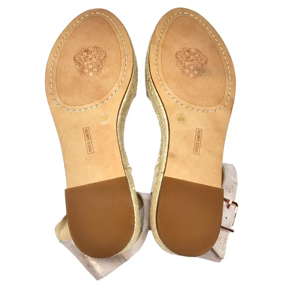 Vince Camuto Shoes 9 Pink Metallic Platform Espadrille Sandals Scallop Ankle
