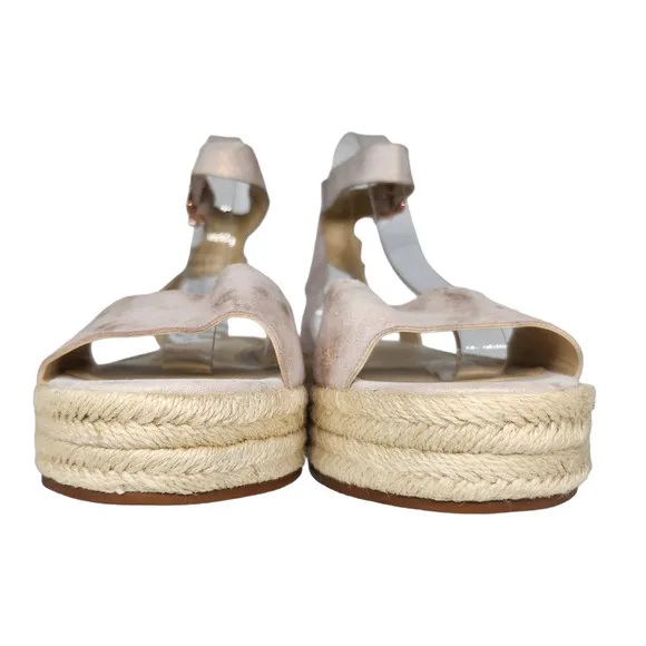 Vince Camuto Shoes 9 Pink Metallic Platform Espadrille Sandals Scallop Ankle