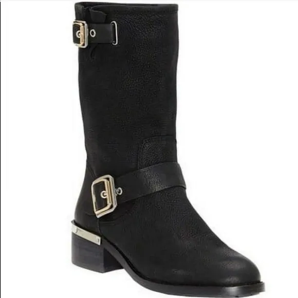Vince Camuto Womens Moto Boots Black 8.5