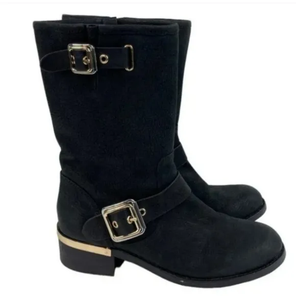 Vince Camuto Womens Moto Boots Black 8.5